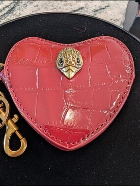 Kurt Geiger Red Heart-Shaped Patent Leather Mini Coin Bag